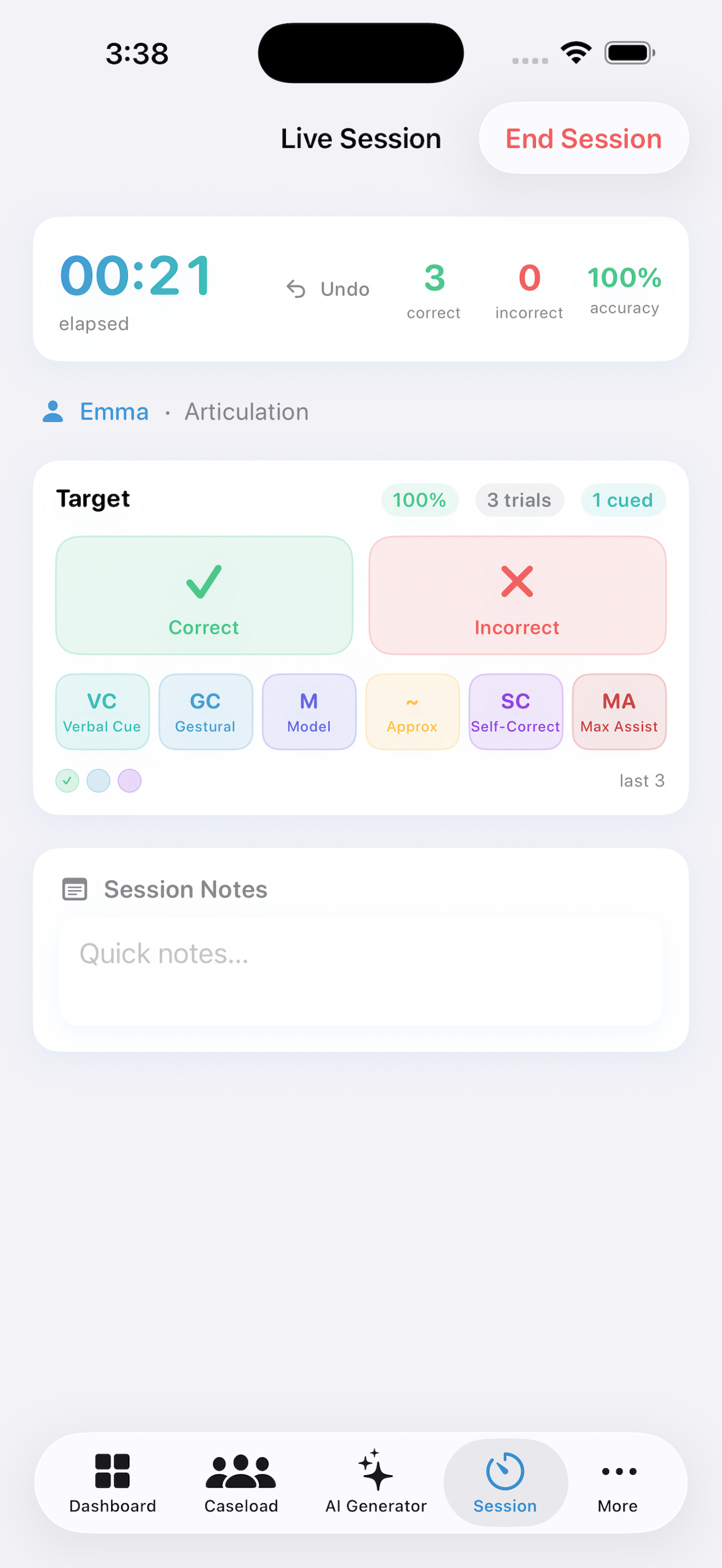 SLP Spark session view with active data collection