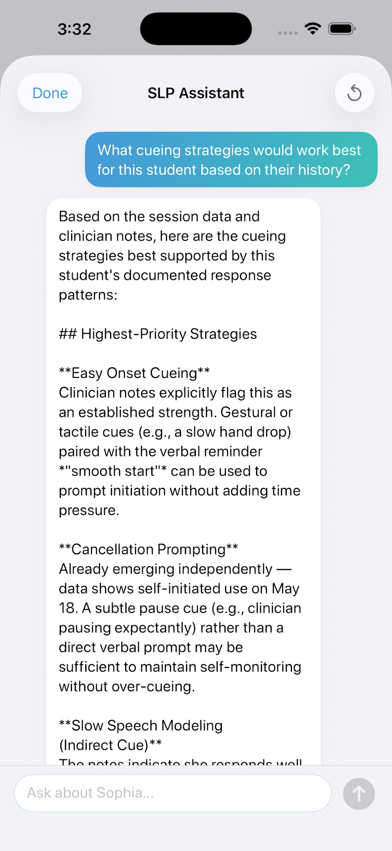 SLP Spark SLP Assistant chat
